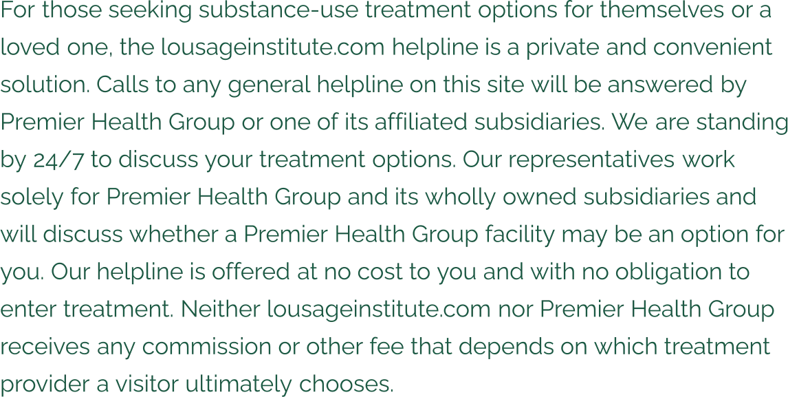 Disclosure: calls may be answered by an affiliated treatment provider; no referral fee is charged.